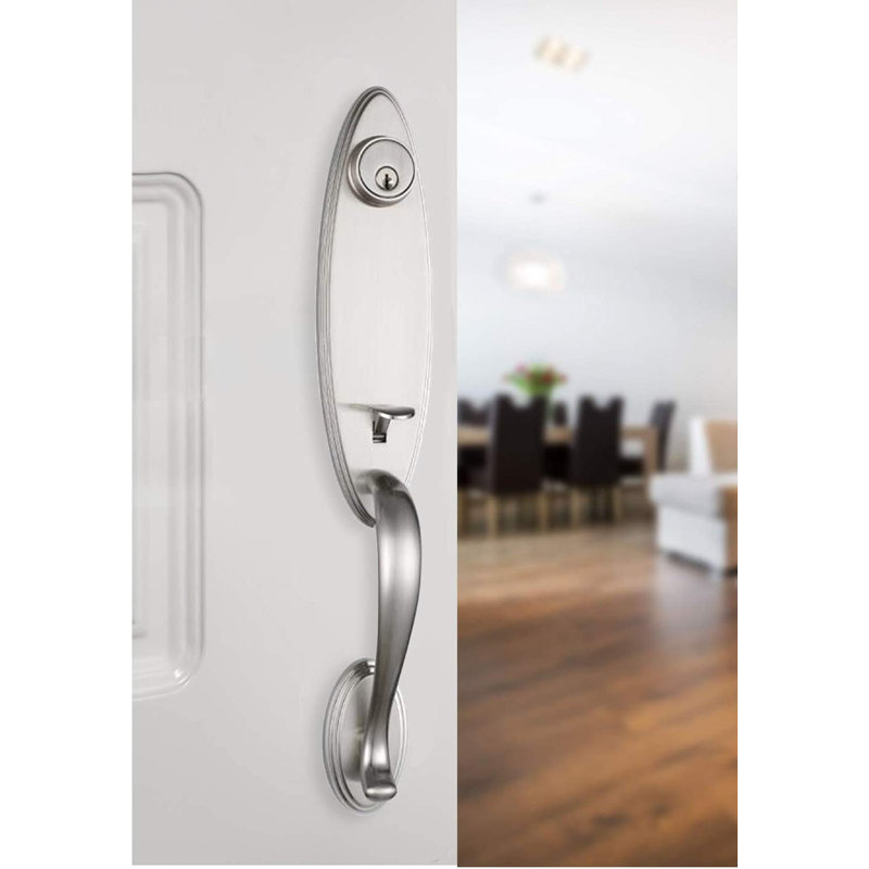 Ensemble de poignées avec pêne dormant à cylindre simple et porte et rosette, Nickel