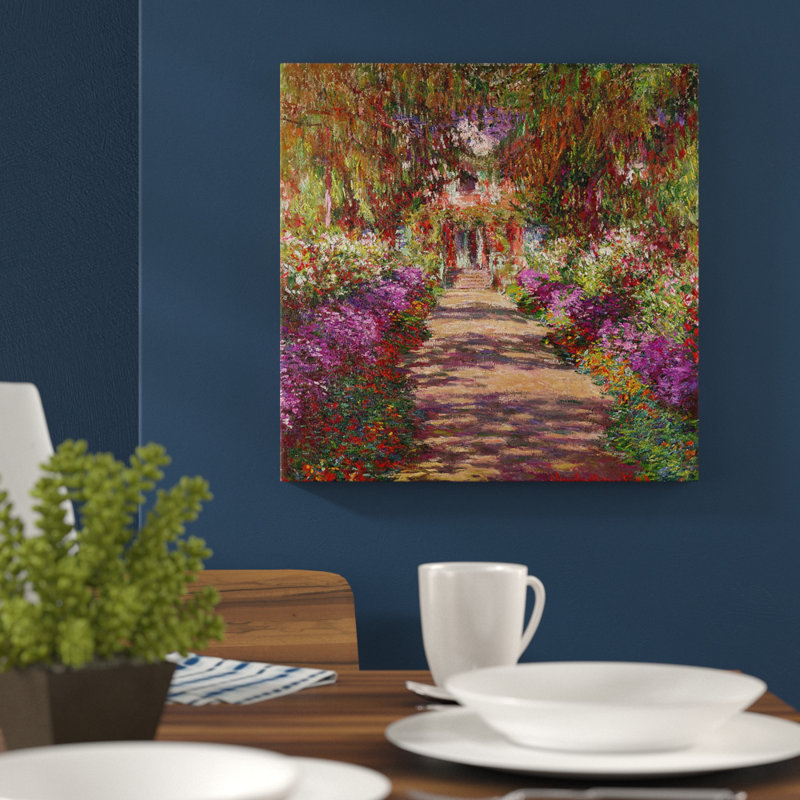 A Pathway In Monets Garden, Giverny, 1902 by Claude Monet - Print on Canvas, 45.72 cm H x 45.72 cm W x 1.91 cm D, No Frame