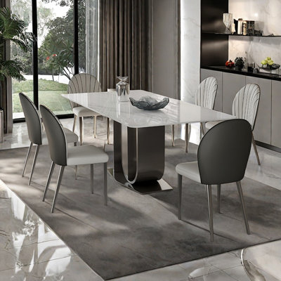 Light luxury fashion rectangular dining table set