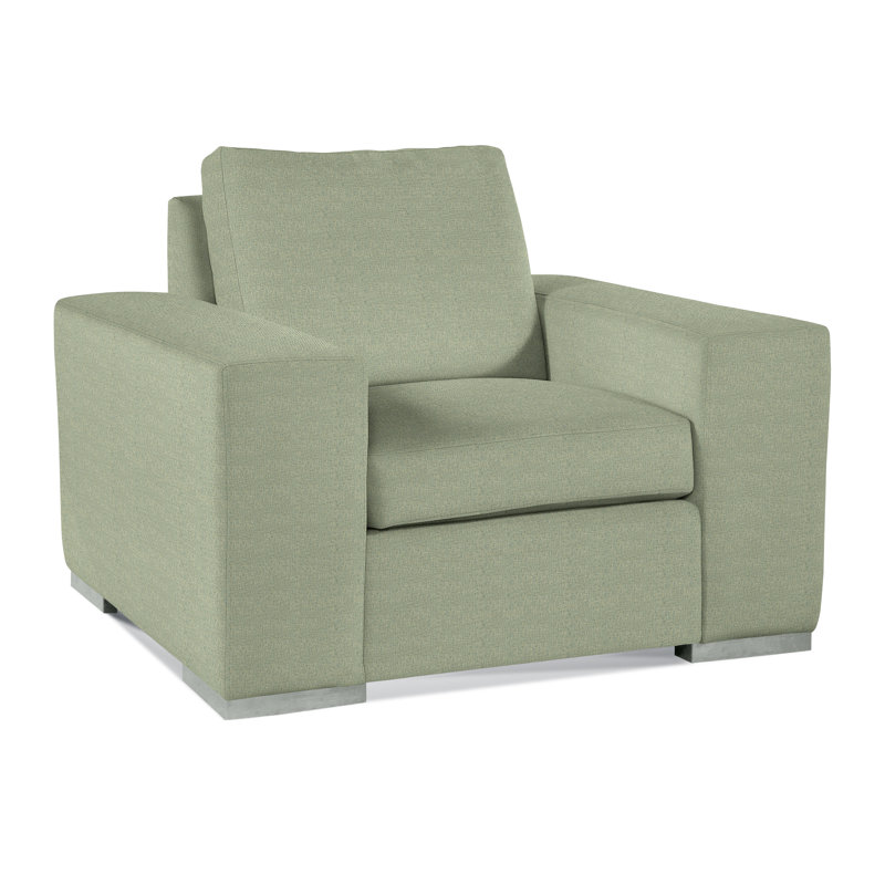 Memphis Armchair, Green Performance Fabric; 0851-54, Havana