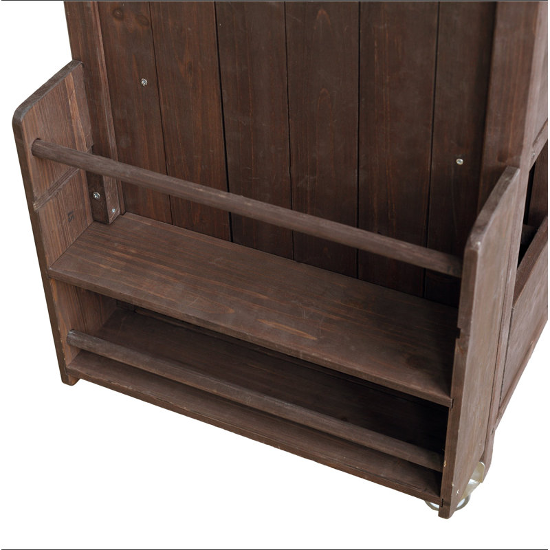 54.33" Farmhouse Rolling Outdoor Kitchen Cart, Solid Wood Frame with Stainless Steel Top, Spice Rack, Towel Rack, Lockable Wheels & Multi-Functional Storage for Patio, Backyard BBQ & Kitchen