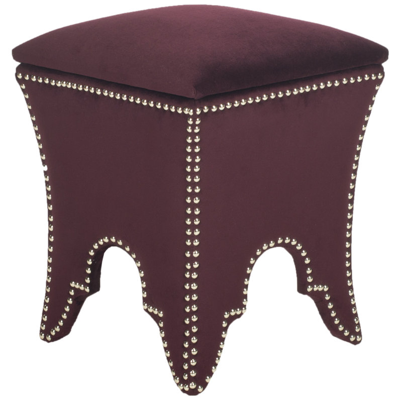 Upholstered Ottoman, Silver, Bordeaux