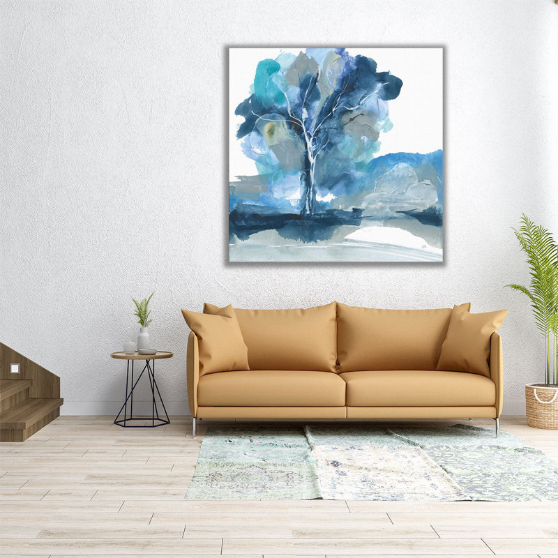 «Blue Impasto II», reproduction d'art sur toile, H 12 po x l 12 po