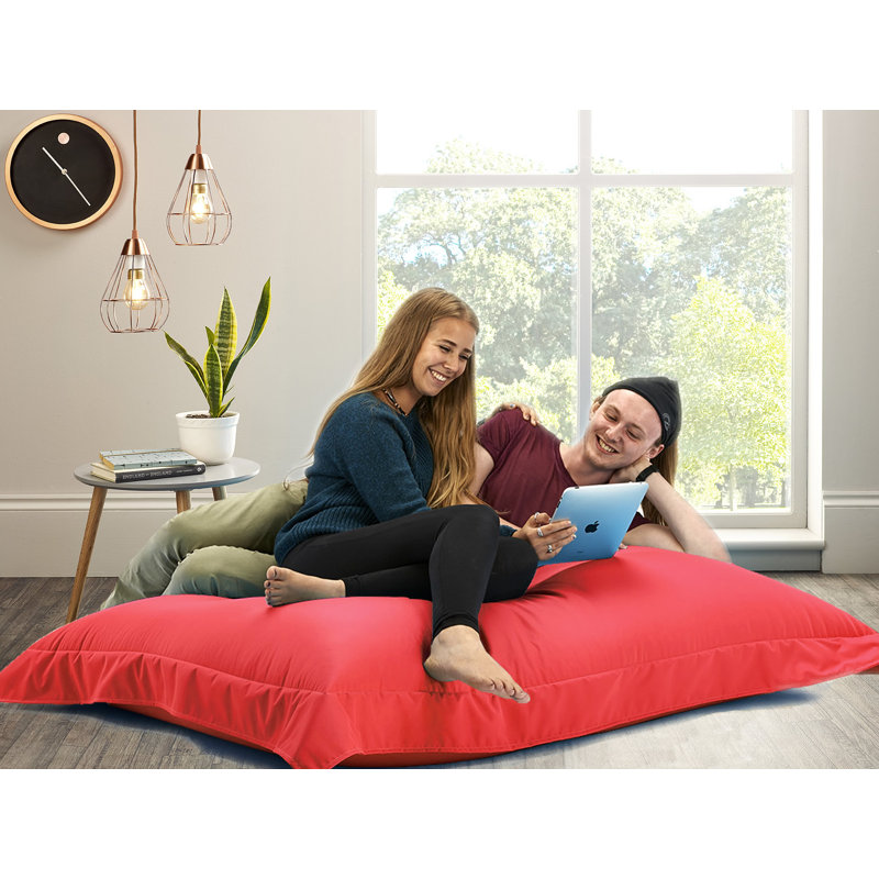 Bean Polyester Outdoor Friendly Refillable Bean Bag Chair & Lounger, Red