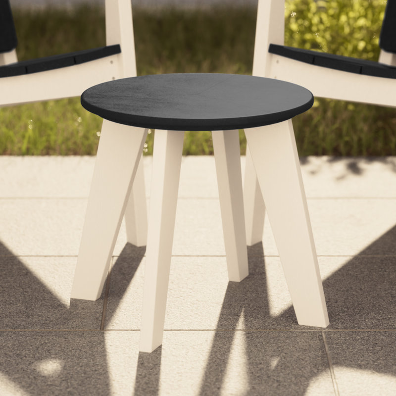 Table de bout d'extérieur ronde 18 po, blanc, Noir