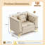 Canapé Chesterfield 1 place modulaire avec coussins capitonnés beige pour salon, appartement-132951219-132951221