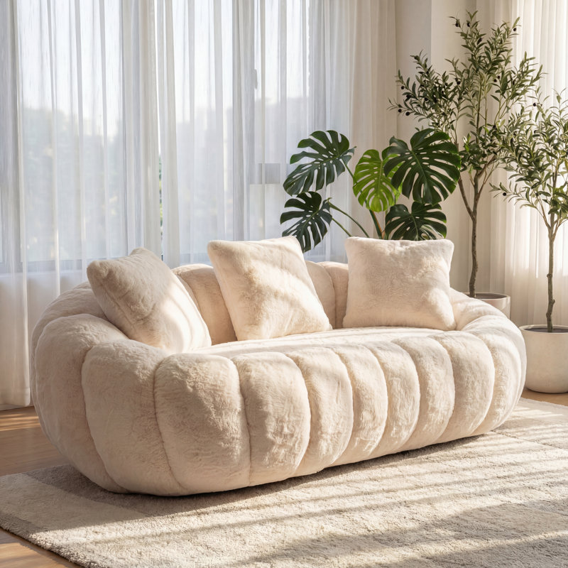 Causeuse rembourrée Keck Boneless, Beige