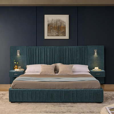 King Size Upholstered Bed Frame with Headboard