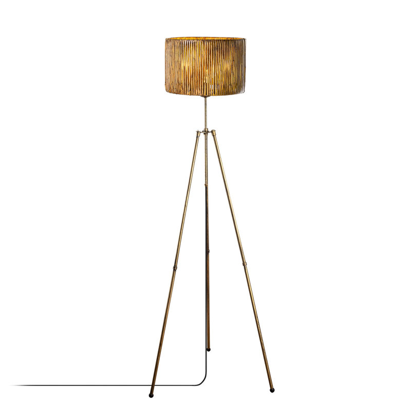 Antiquation Floor Lamp with Metal Body, Adjustable Height 63 in | Replica Bamboo Cap 7.9 in Diameter | E27 Socket Max 40W | CE Certified | Perfect for Living Room, Bedroom, and Modern Décor | Stylish & Functional Design