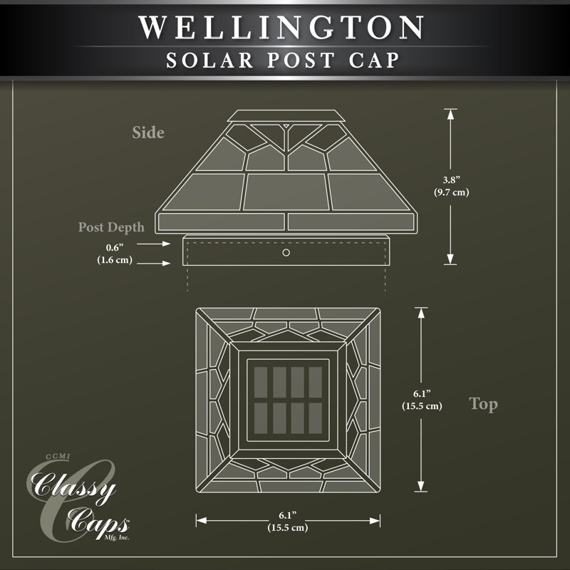Wellington Stained Glass LED Solar Post Cap Light
