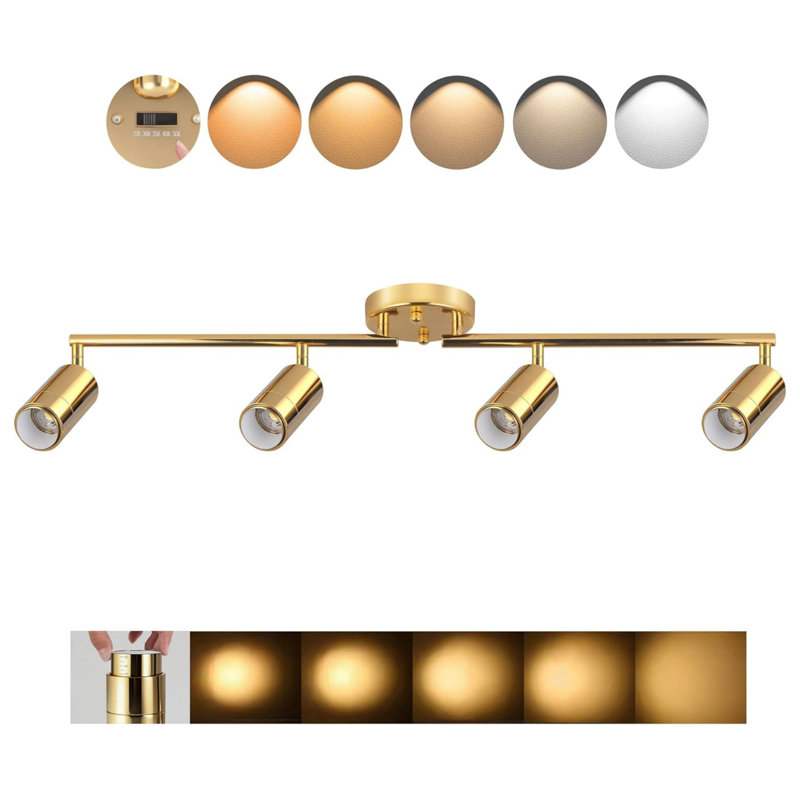 Ensemble d'éclairage sur rail à DEL 5 couleurs, 4 lumières, à intensité variable, zoomable