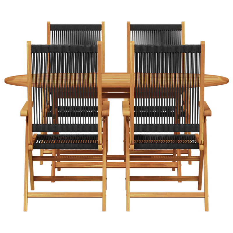 Garden Dining Set Folding Manual 5 Pcs, Black