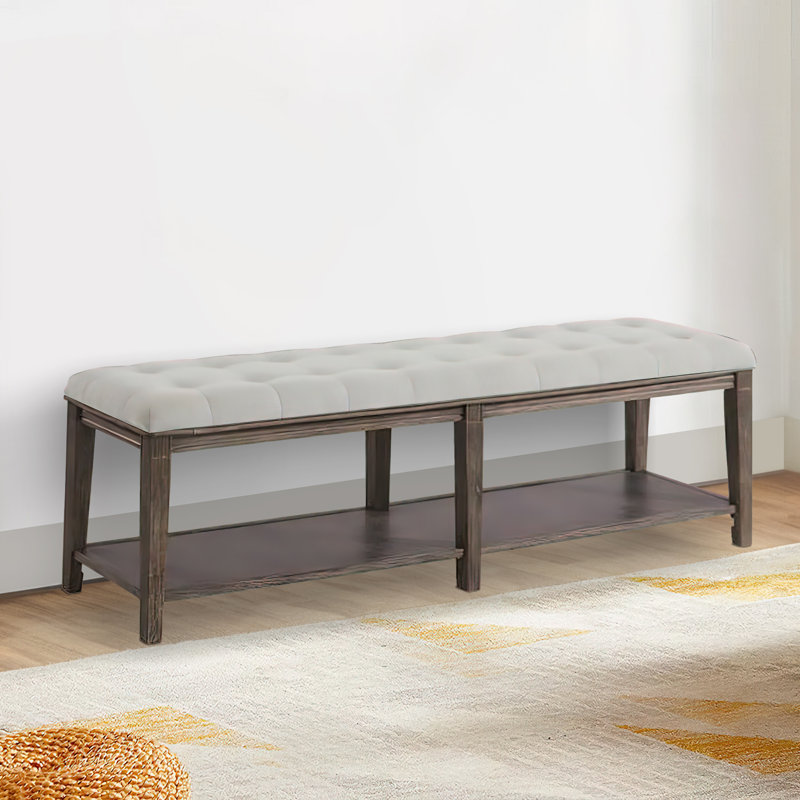Tynes Linen Upholstered Storage Bench, Brown