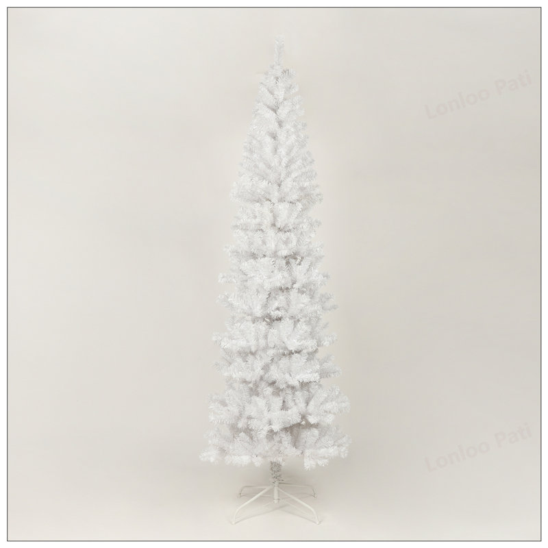 Arbre de Noël artificiel mince 7,5 pi avec base en métal pliable, parfait pour les espaces compacts et facile à assembler