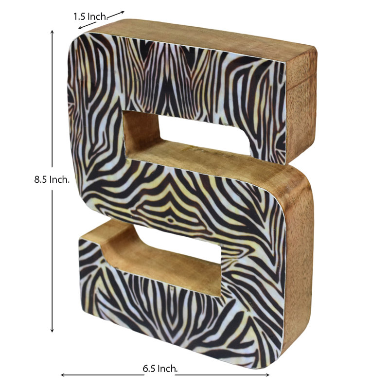 Bloc de lettres écologique et alphabet, S, Rayure zébrée naturelle