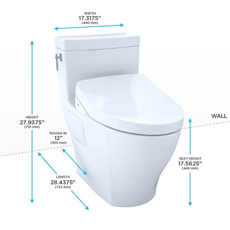 TOTO WASHLET®+ Aimes® One-Piece Elongated 1.28 GPF Toilet with Auto Flush S550e Bidet Seat, Cotton White