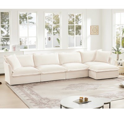 4 Chenille Couch With And Deep Seat Relaxation Luxury Upholstered Fillings Elegant Design