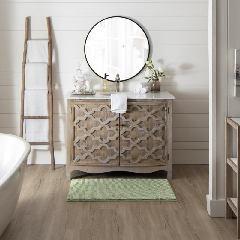 Tapis pour salle de bain Wagnon, L 17 po x L 24 po, Taupe