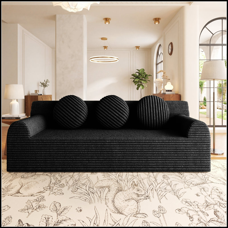 Ensemble de canapé modulaire en velours côtelé à assise profonde offrant des sièges confortables sans assemblage pour des espaces de vie polyvalents