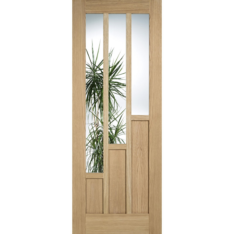 Coventry Glazed Unfinished Oak Internal Door, Pre Finished, 198.1cm H x 76.2cm W x 3.5cm D
