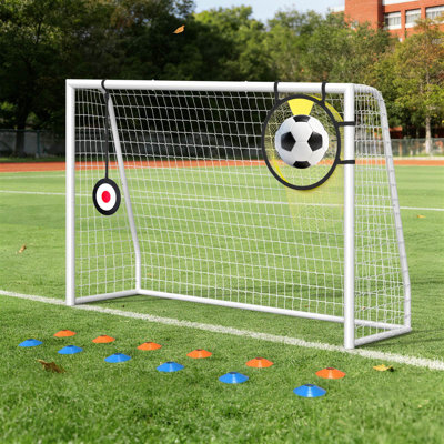 6×4 Ft Soccer Goal With Target Net, Portable Soccer Training Net With Steel Frame & Cones, Backyard Soccer Practice Goal For Kids, Youth & Adults