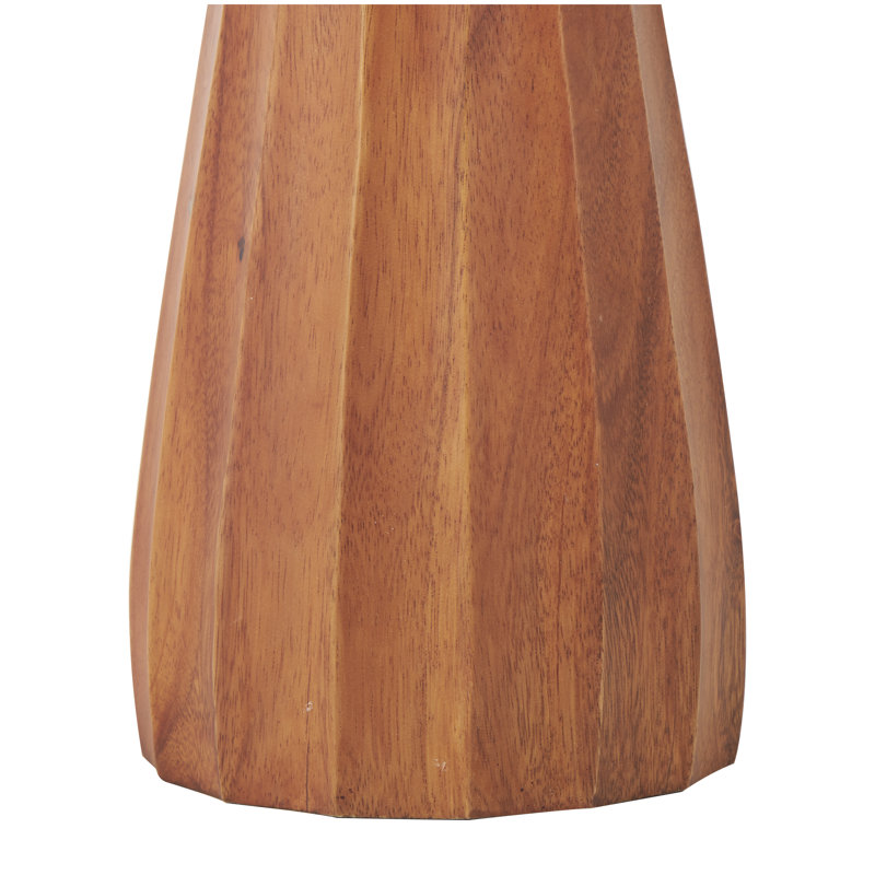 Grand vase décoratif en forme de sablier brun plissé fabriqué à la main en bois Chrostoph, H 35,5 po x l 7,5 po x P 7,5 po