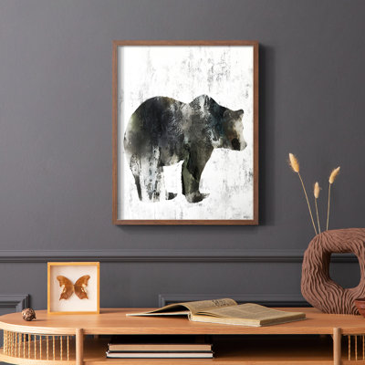 Reproduction encadrée d'ours totem - bois massif