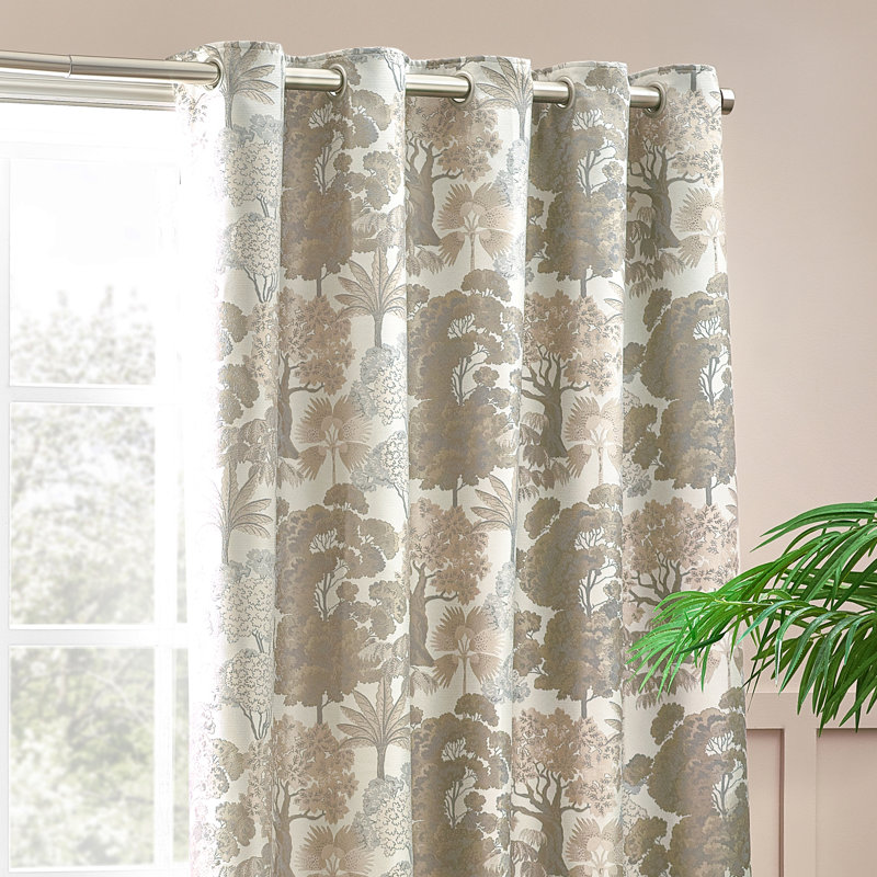 Cashwell Jacquard Eyelet Curtains, 117 x 183 cm, Natural