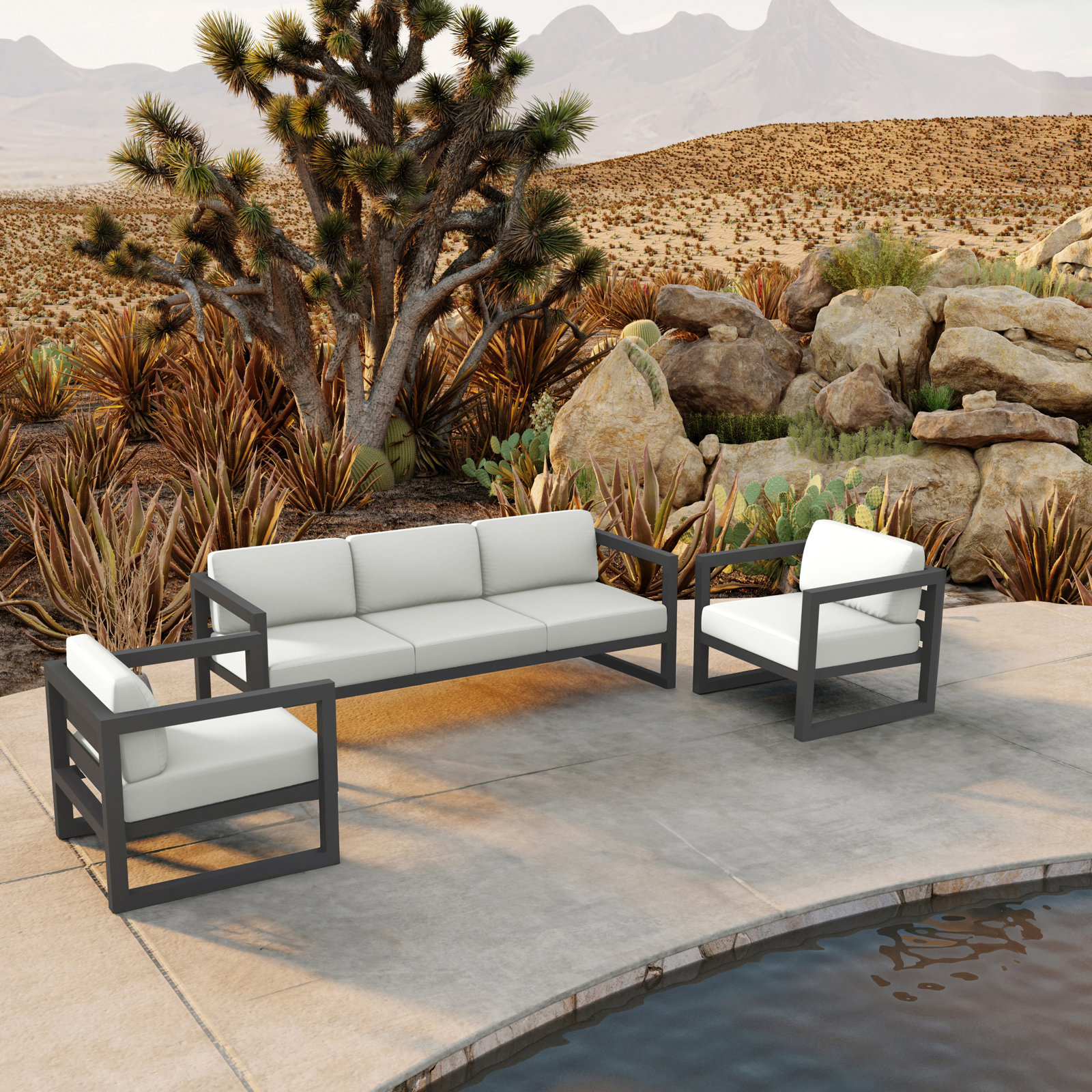 Avion 5 - Person Patio Conversation Set with Cushions, Canvas Natural Sunbrella® Canvas