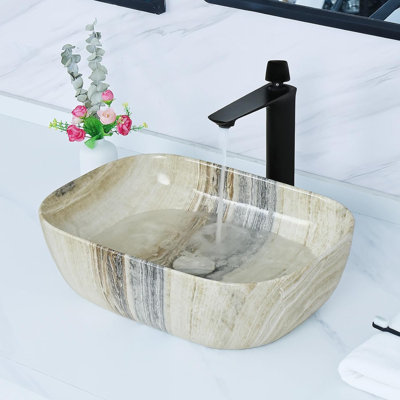 Évier de salle de bain rectangulaire en marbre 18,3 po x 13 po Davivy