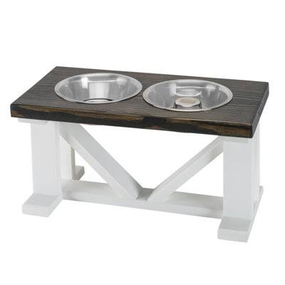 Farmhouse Style 2-Bowl Pet Elevated Slow Feeder