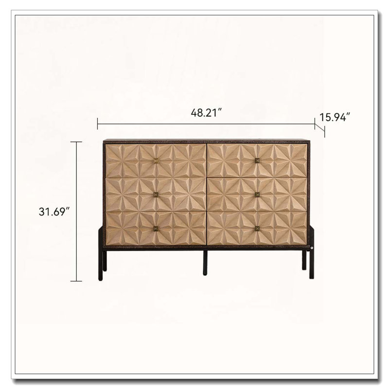 Commode 6 tiroirs en bois massif
