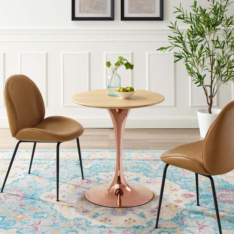 Table de salle à manger Modway Lippa, Naturel, Or rose, L 27,5 po x l 27,5 po