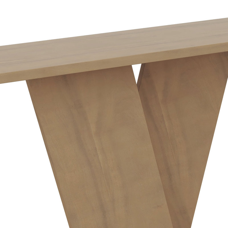 Console avec base en forme de V, tables de canapé minimalistes classiques avec placage en bois naturel pour le salon du vestibule