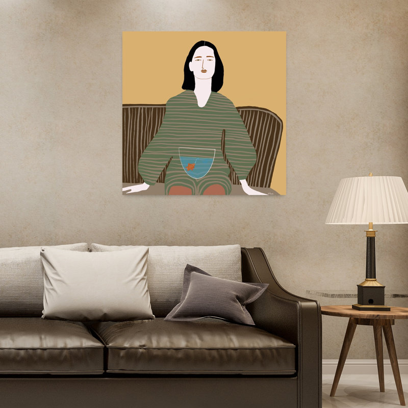 «Woman Goldfish Dream Modern Fish», reproduction d'art murale, 32" H x 32" W