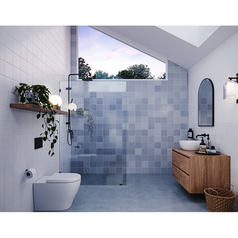 Vela 46 in. x 78 in. Fully Frameless Single Fixed Shower Panel, Matte Black