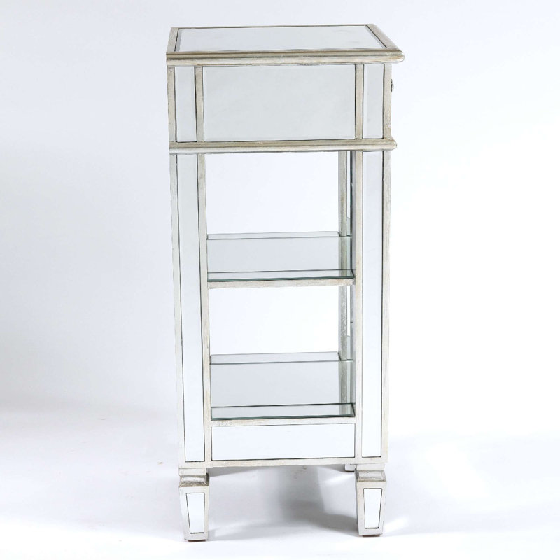 Amethy Side Table with Storage, Silver