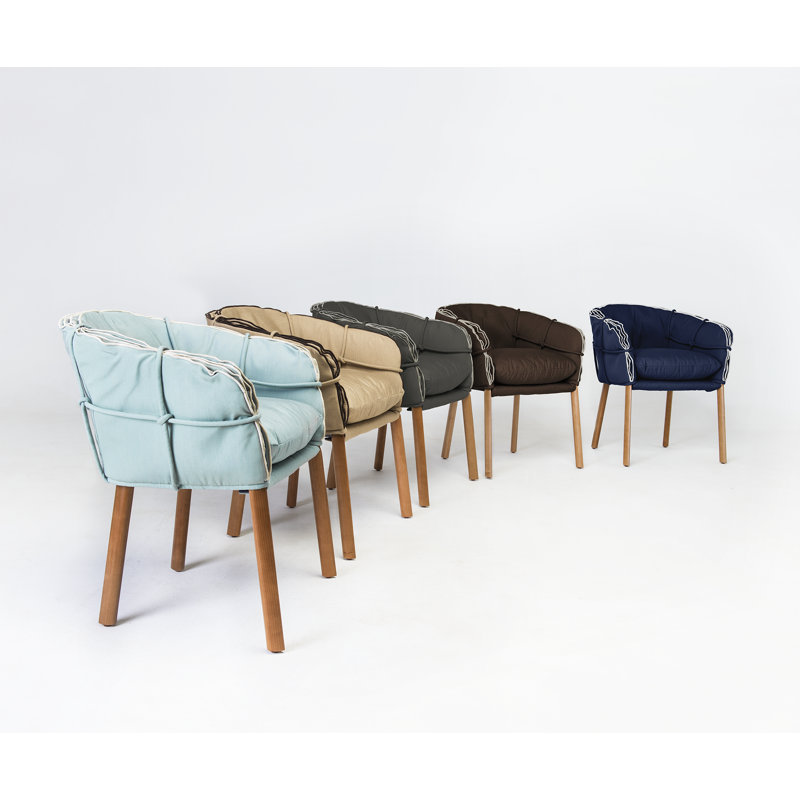 Parchment Upholstered Arm Chair, Canvas Navy