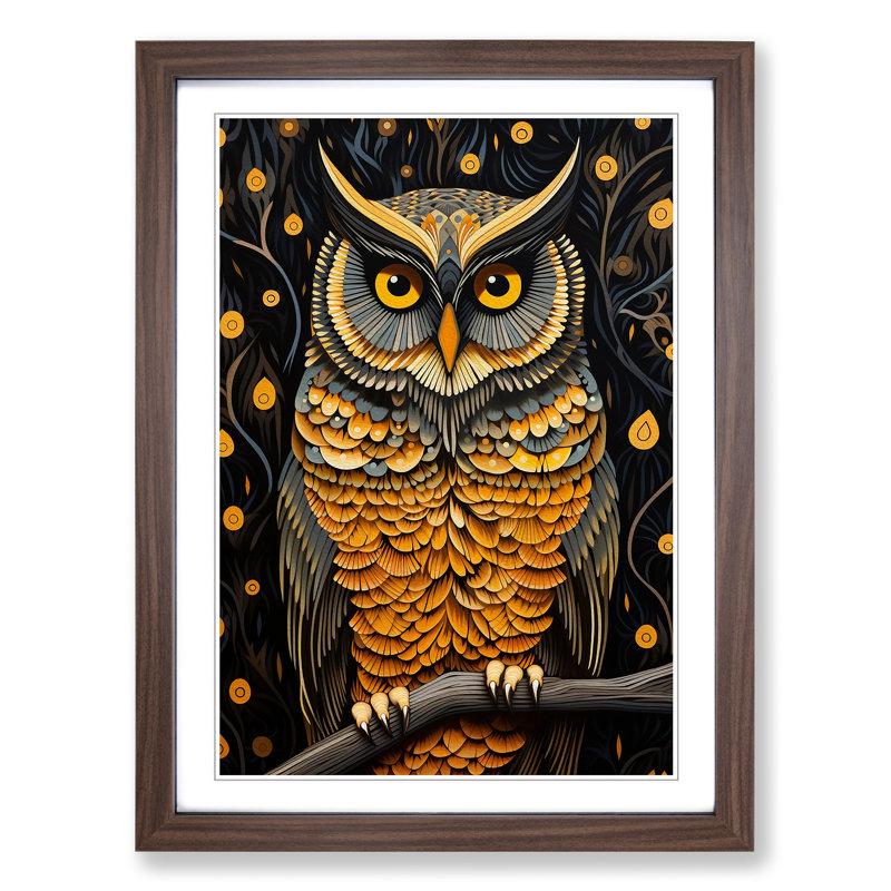 Owl Op No.2 - Framed Print, Walnut Framed, 64cm H x 46cm W x 2" D