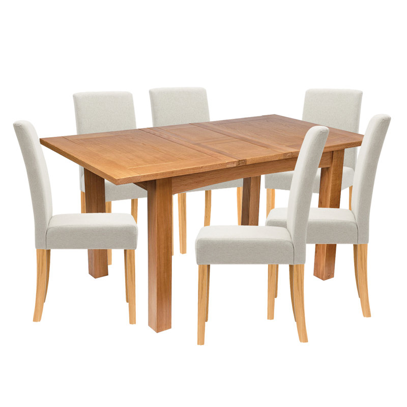 Sorrento 6 - Person Extendable Solid Oak Dining Set, Beige