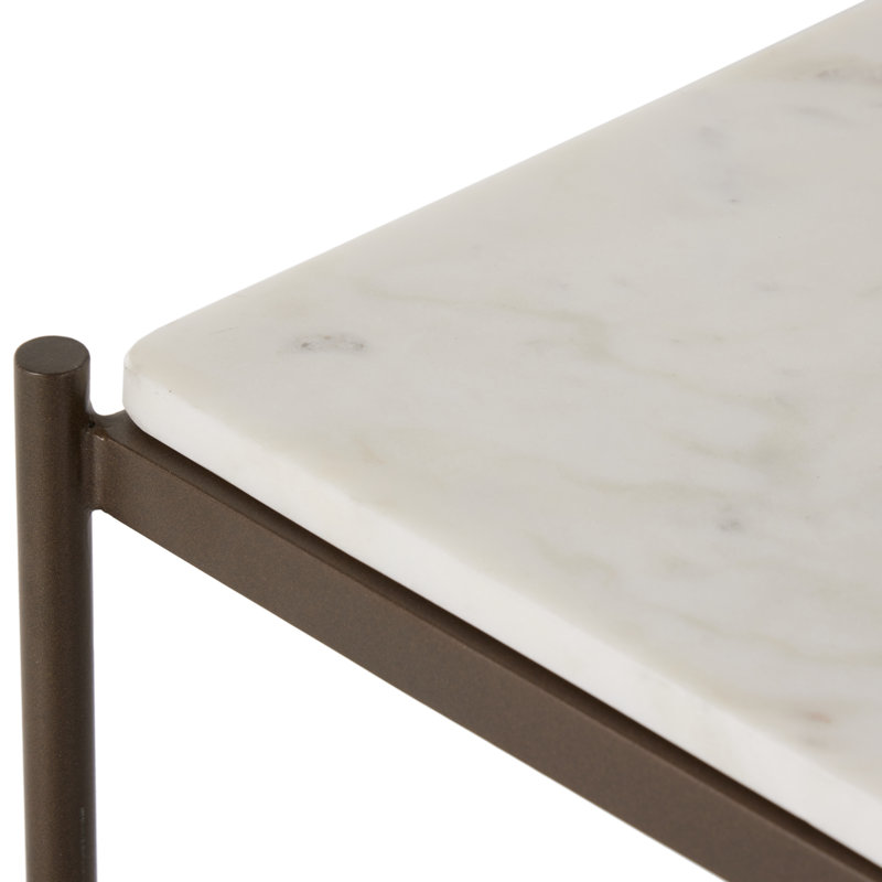 Felix Large Console Table - Antique Brass, Polished White Marble