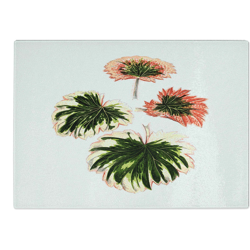 Tempered Glass Saxifrage Leaves by Benjamin Fawcett Chopping Board, 39 cm W x 28.5 cm L