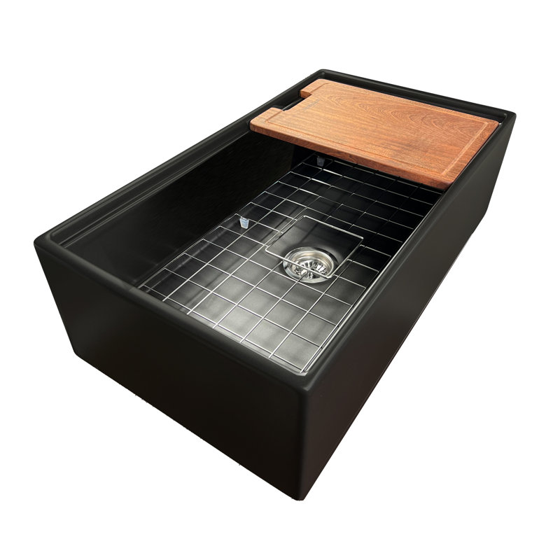 Cape 33'' L Single Basin Kitchen Sink, Matte Black