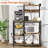 Kitchen Bakers Rack With Power Outlet, Industrial Microwave Oven Stand Coffee Bar Station With 5 S-Hooks, Freestanding Kitchen Storage Organizer With Open Shelves For Spices, Cups, Pots