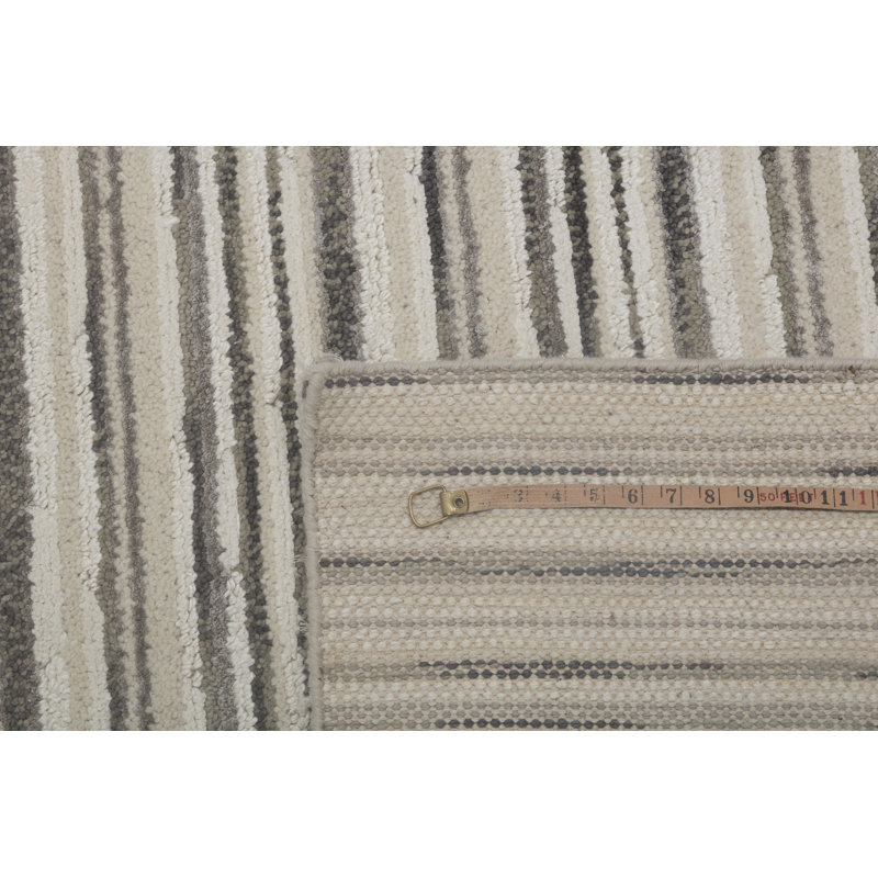 Hand Knotted Striped Area Rug in Gray