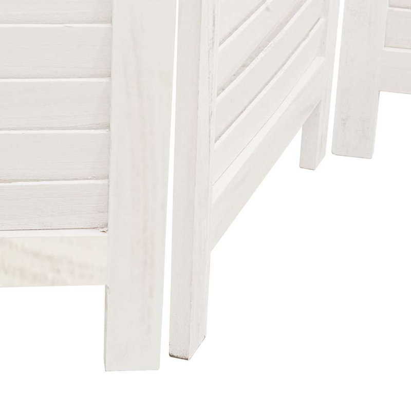 Paravent en bois massif 4 panneaux Paulownia, H 78,7 po x l 57,1 po x P 0,63 po, Blanc