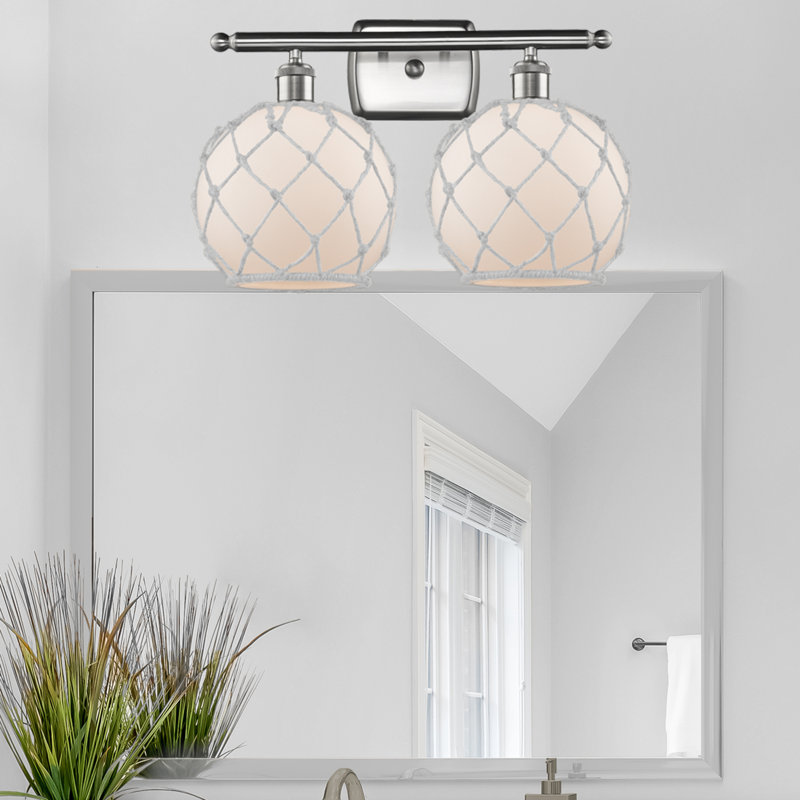 Éclairage pour salle de bain à intensité variable 2 lumières Arriola, Transparent/blanc, Nickel satiné brossé