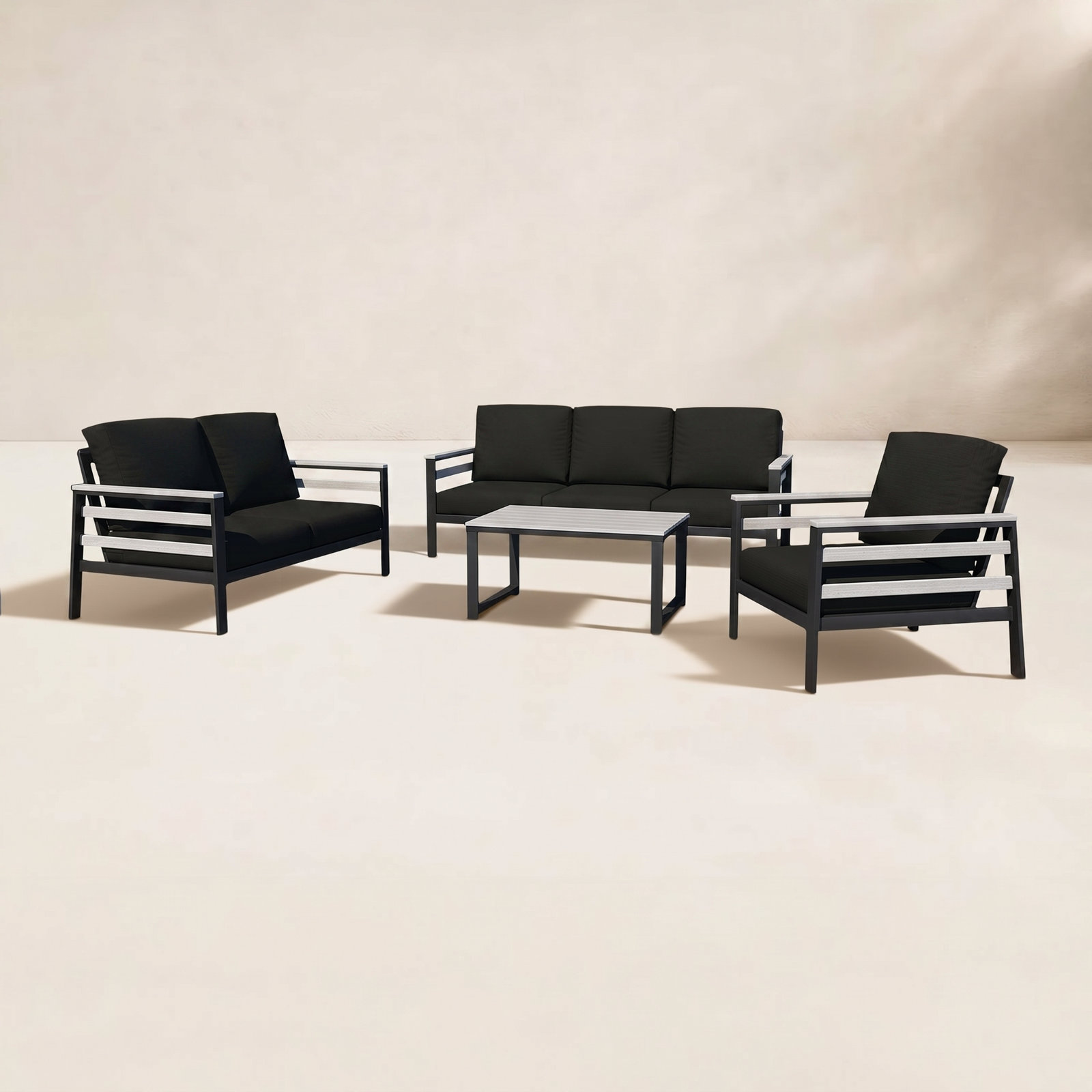 Townsend - Person Patio Conversation Set with Cushions, Canvas Black Sunbrella® Canvas