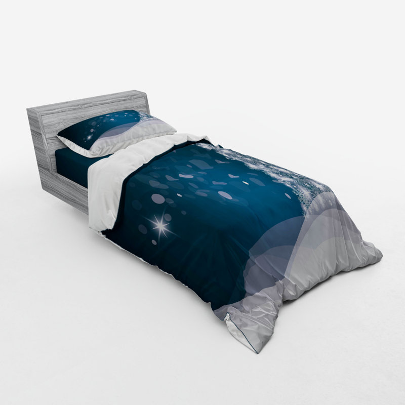 Slate Blue and White Christmas Tree Twin XL Duvet Set