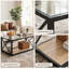 Table basse moderne avec dessus en verre trempé et bois naturel MDF pour salon et chambre